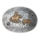 1980's Vogt Sterling front Cowboy belt buckle with rubies Guinevere - Estate Fresh Austin