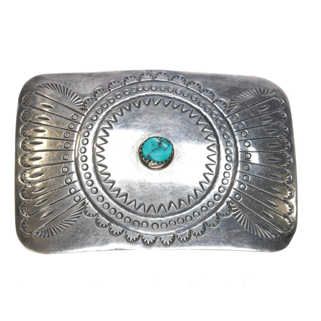 70's-80's Navajo sterling and turquoise belt buckle