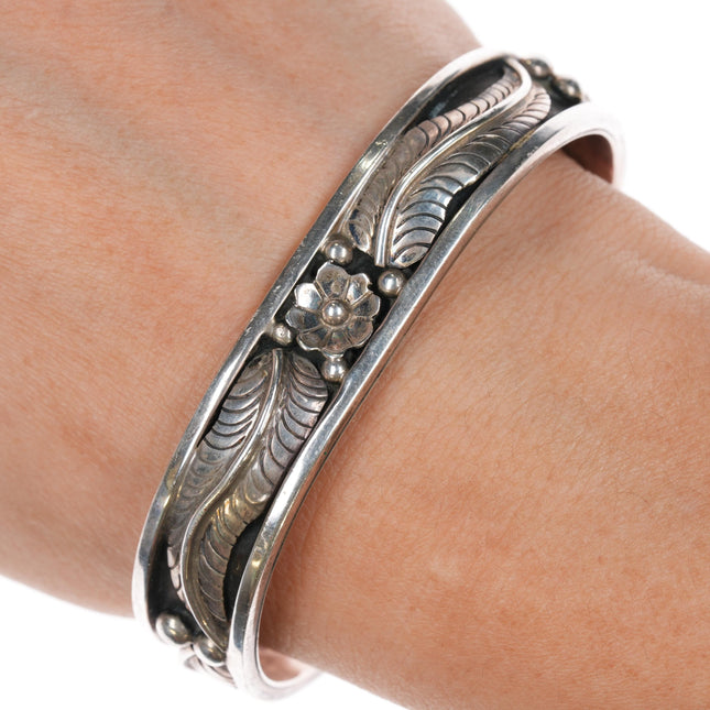 6.75" AR Navajo sterling blossom cuff bracelet