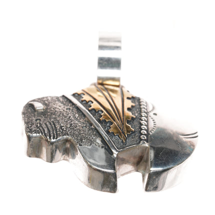 Vintage Thomas Singer Navajo buffalo sterling pendant