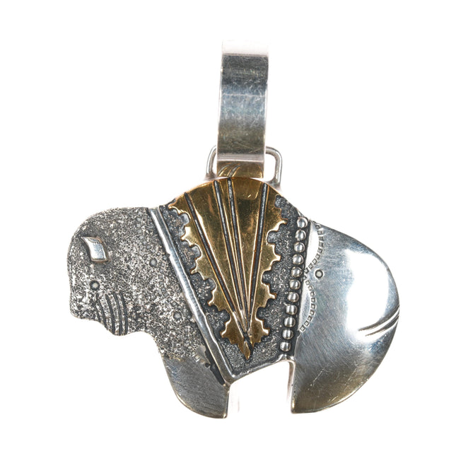 Vintage Thomas Singer Navajo buffalo sterling pendant