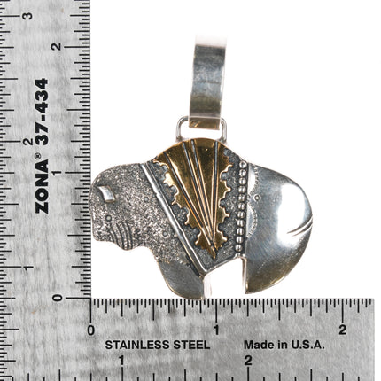 Vintage Thomas Singer Navajo buffalo sterling pendant