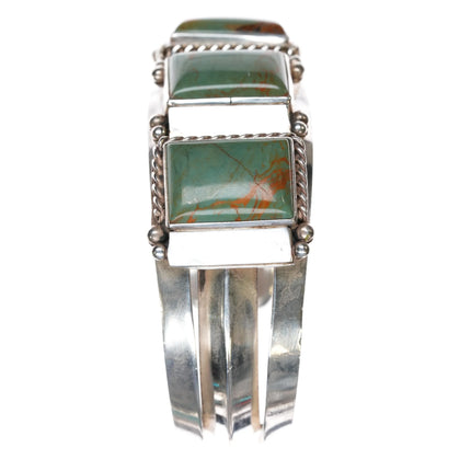 6.75" Tom Lewis Navajo sterling and turquoise cuff bracelet - Estate Fresh Austin