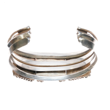 6.75" Tom Lewis Navajo sterling and turquoise cuff bracelet - Estate Fresh Austin