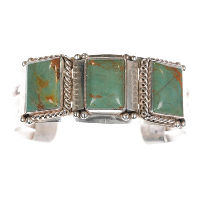 6.75" Tom Lewis Navajo sterling and turquoise cuff bracelet - Estate Fresh Austin