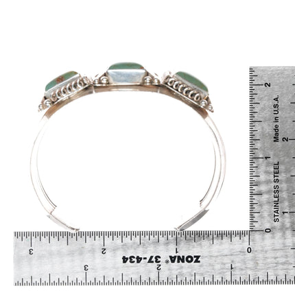 6.75" Tom Lewis Navajo sterling and turquoise cuff bracelet - Estate Fresh Austin