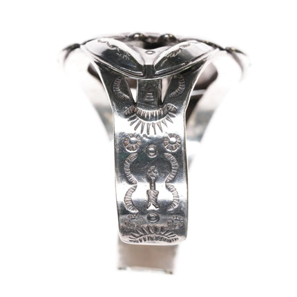 6.25" 40's-50's Fred Harvey style sterling/jasper cuff bracelet - Estate Fresh Austin