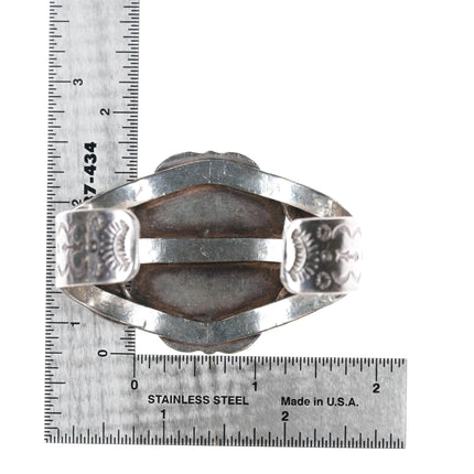 6.25" 40's-50's Fred Harvey style sterling/jasper cuff bracelet - Estate Fresh Austin
