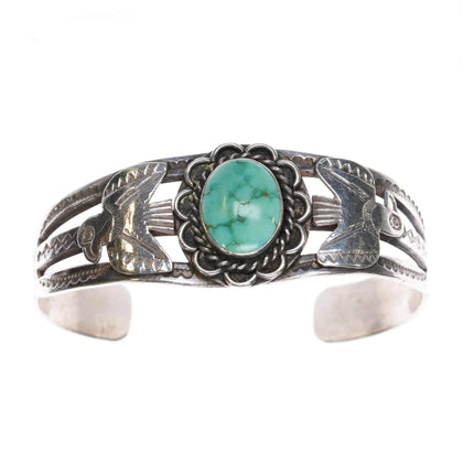 6.375" 1940's Navajo Curio Fred Harvey sterling thunderbird cuff bracelet - Estate Fresh Austin
