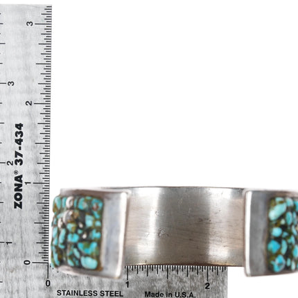 7.375" Large, Strange, Heavy sterling turquoise pebble epoxy cuff bracelet - Estate Fresh Austin