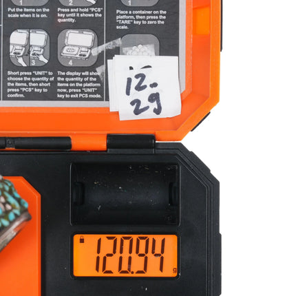 7.375" Large, Strange, Heavy sterling turquoise pebble epoxy cuff bracelet - Estate Fresh Austin