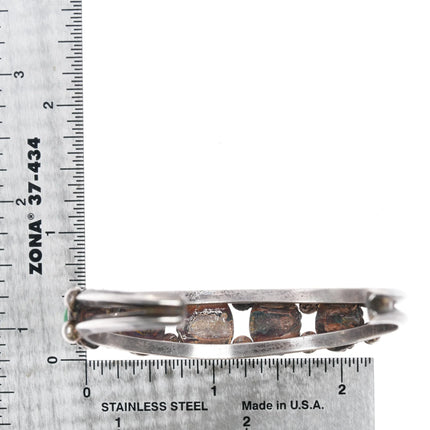 6.5" Vintage Navajo sterling row cuff bracelet with rope bezels - Estate Fresh Austin