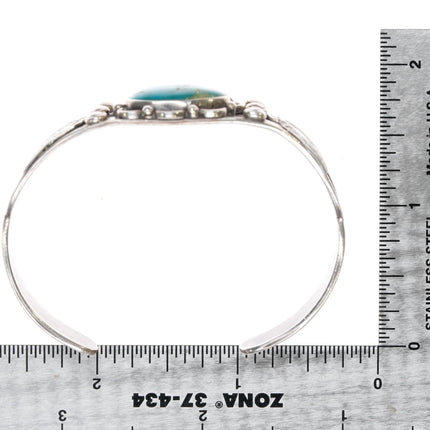 6.25" c1940's Navajo Fred Harvey thunderbird cuff bracelet with gem turquosie - Estate Fresh Austin