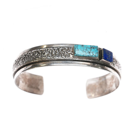 6.25" George and Nussie Henry Navajo sterling, turquoise, and lapis cuff bracelet - Estate Fresh Austin