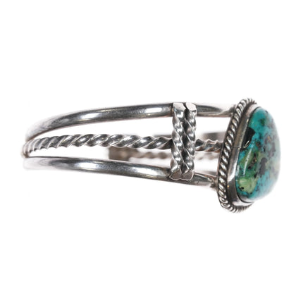 6.375" 50's-60's Navajo silver Chrysocolla cuff bracelet - Estate Fresh Austin