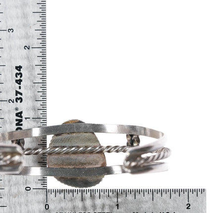 6.375" 50's-60's Navajo silver Chrysocolla cuff bracelet - Estate Fresh Austin