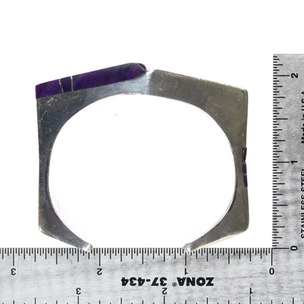 6" Danny Romero Yaqui Sugilite, sterling, shell modernist cuff bracelet - Estate Fresh Austin