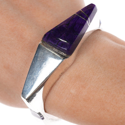 6" Danny Romero Yaqui Sugilite, sterling, shell modernist cuff bracelet - Estate Fresh Austin