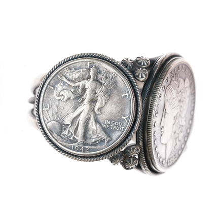 6.12" Paul Livingston Navajo sterling US Currency cuff bracelet - Estate Fresh Austin