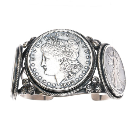 6.12" Paul Livingston Navajo sterling US Currency cuff bracelet - Estate Fresh Austin