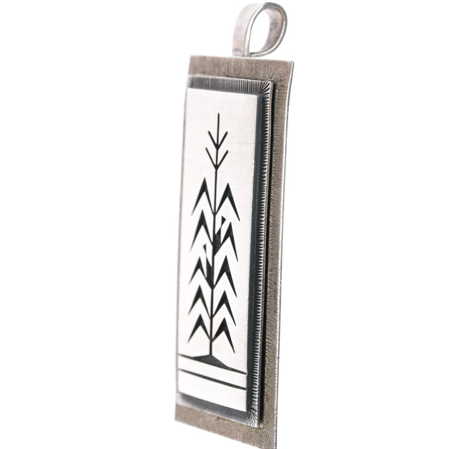 Ramon Dalangyawma Hopi Overlay Corn plant pendant sterling