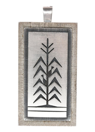 Ramon Dalangyawma Hopi Overlay Corn plant pendant sterling