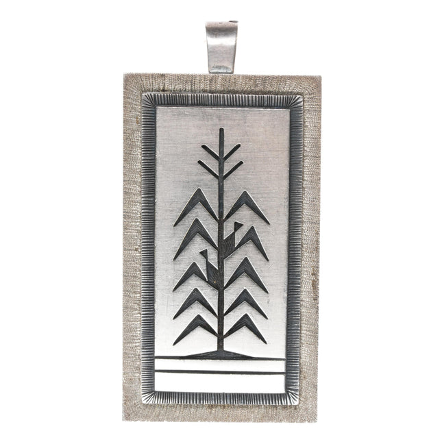 Ramon Dalangyawma Hopi Overlay Corn plant pendant sterling