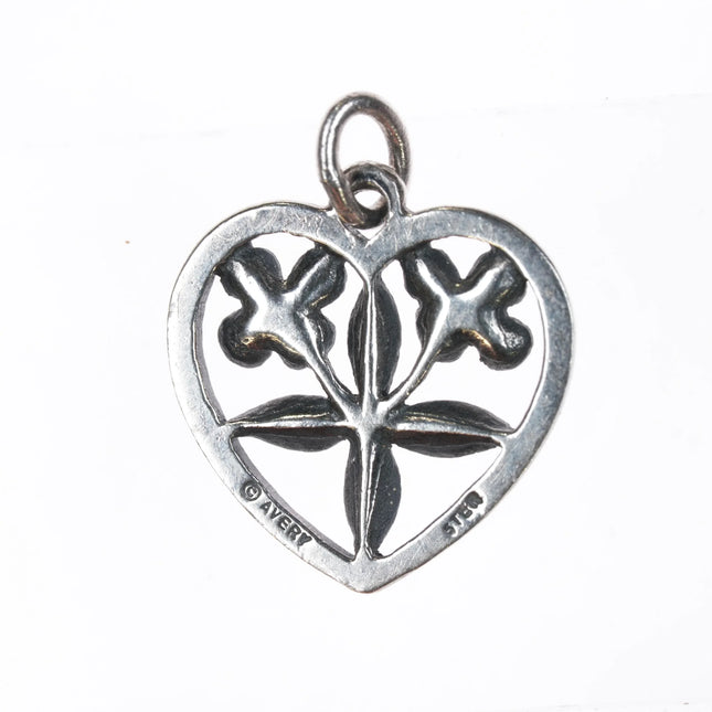 Retired James Avery heart with flower charm sterling silver - Estate Fresh Austin