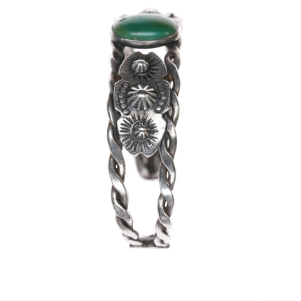 6.625" c1940's Fred Harvey era twisted sterling wire turquoise cuff bracelet - Estate Fresh Austin