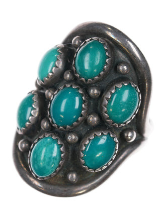 sz10 Vintage Nakai Navajo sterling turquoise cluster ring