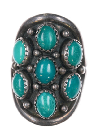 sz10 Vintage Nakai Navajo sterling turquoise cluster ring