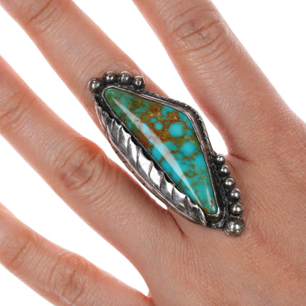 sz6.5 Large vintage Native American sterling high grade turquoise ring