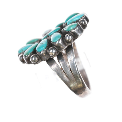 sz6.25 c1940's Zuni silver turquoise cluster ring