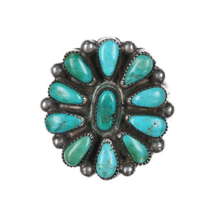 sz6.25 c1940's Zuni silver turquoise cluster ring