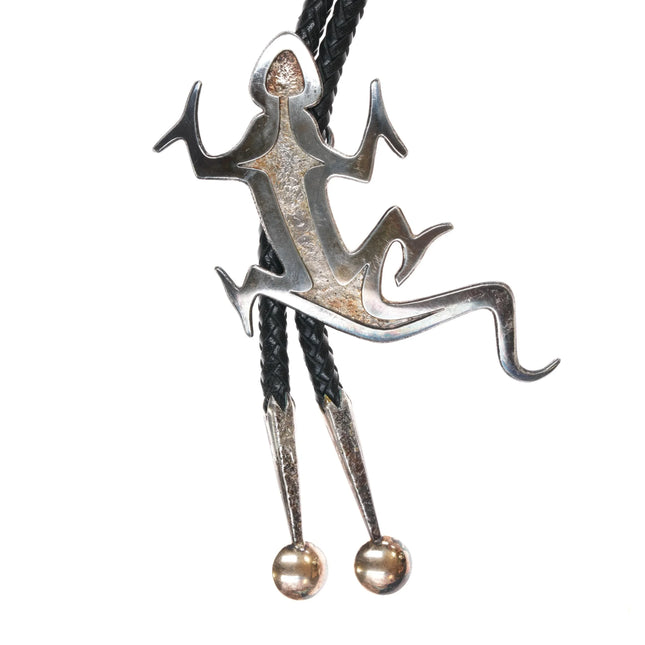 Vintage Southwestern Tufa Cast Sterling lizard bolo tie - Estate Fresh Austin