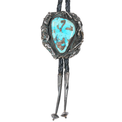 36" c1960 c-31 Sterling/turquoise brutalist bolo tie