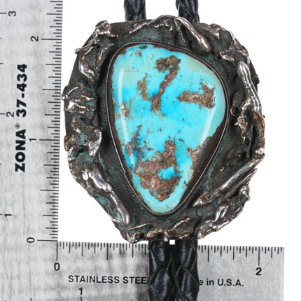 36" c1960 c-31 Sterling/turquoise brutalist bolo tie