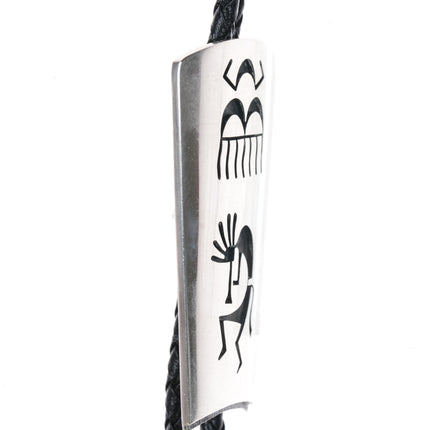 Lendrick Lomayestewa Hopi Overlay bolo tie sterling bolo tie