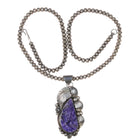 LA Native American sterling Charioite pendant/beaded necklace - Estate Fresh Austin