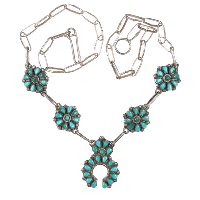 c1940's Zuni sterling and turquoise petit point necklace