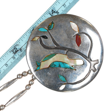 Large Vintage Zuni inlay Bluebird pendant/necklace