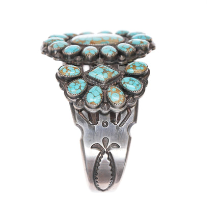 6.5" Michael Schmaltz, Algonquin #8 turquoise cluster ingot silver cuff bracelet