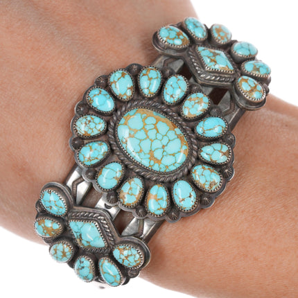 6.5" Michael Schmaltz, Algonquin #8 turquoise cluster ingot silver cuff bracelet