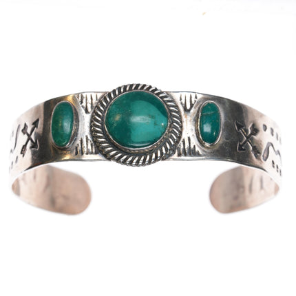 40's-50's Fred Harvey Era sterling and turquoise snake cuff bracelet