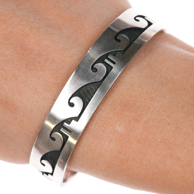 6 3/8" Darren Seweyestewa Hopi Overlay cuff bracelet sterling