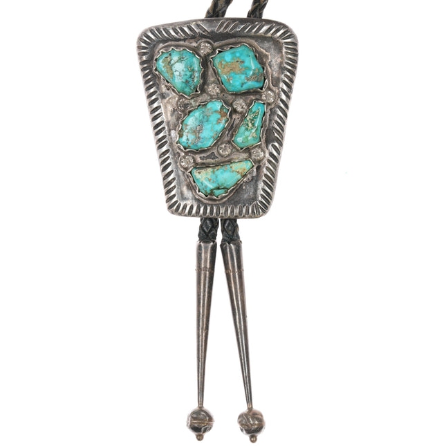 c1960 c-31 Zuni silver and turquoise cluster bolo tie