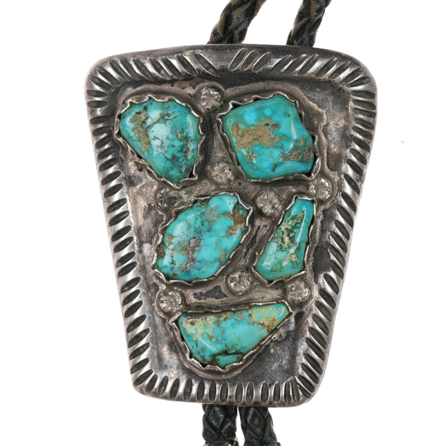 c1960 c-31 Zuni silver and turquoise cluster bolo tie