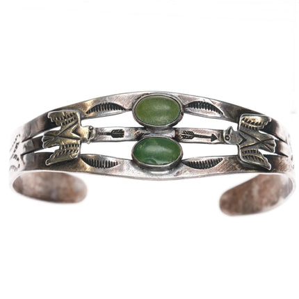 6.625" 30's-40's IH Coin silver thunderbird fred harvey cuff bracelet - Estate Fresh Austin