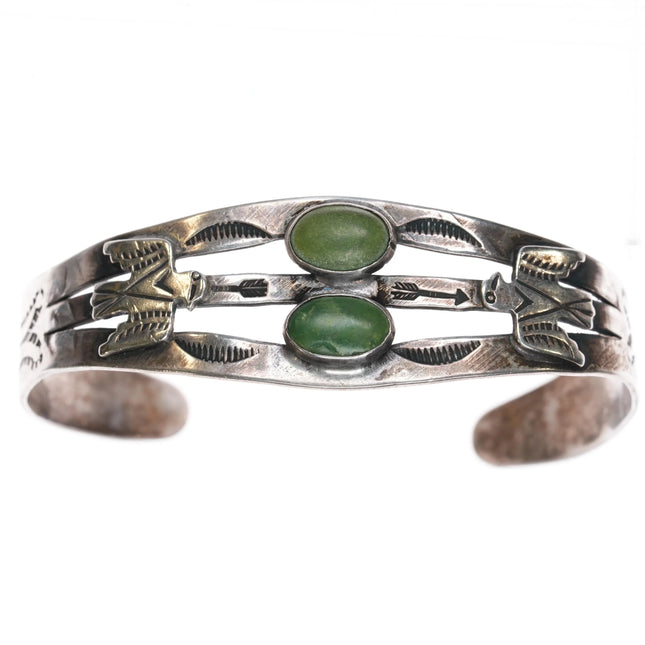 6.625" 30's-40's IH Coin silver thunderbird fred harvey cuff bracelet - Estate Fresh Austin