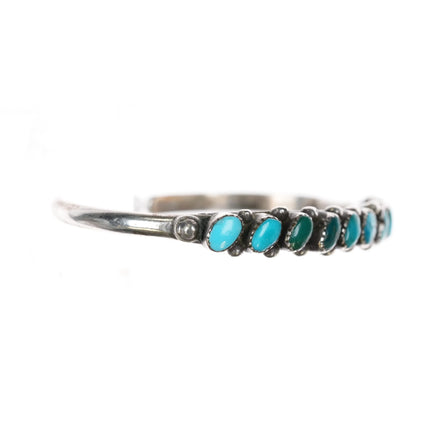 5 3/8" 40's-50's Zuni silver slanted turquoise row cuff bracelet - Estate Fresh Austin